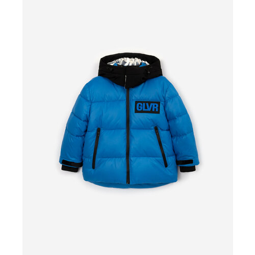 Куртка Gulliver зимняя, капюшон, ветрозащита, подкладка, манжеты, размер 128, синий