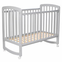 Кроватка для новорожденных, колесо-качалка Mr Sandman Flash, 0-48 мес из массива березы, гипоаллергенные материалы, 120х60 см, цвет серый