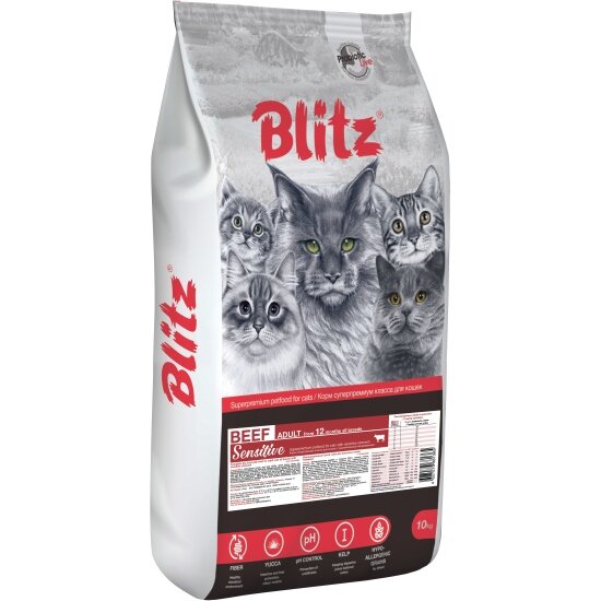 Корм сухой Blitz (pet) Blitz ADULT для взрослых кошек Говядина 10кг