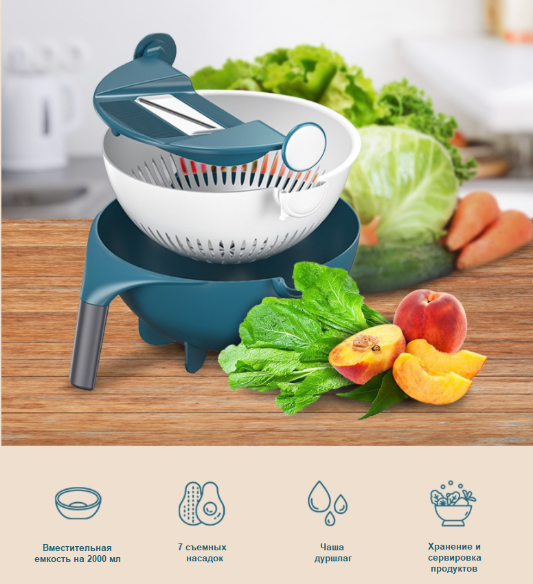 Овощерезка Selfa в комплекте со сменными лезвиями ( 7 шт.)