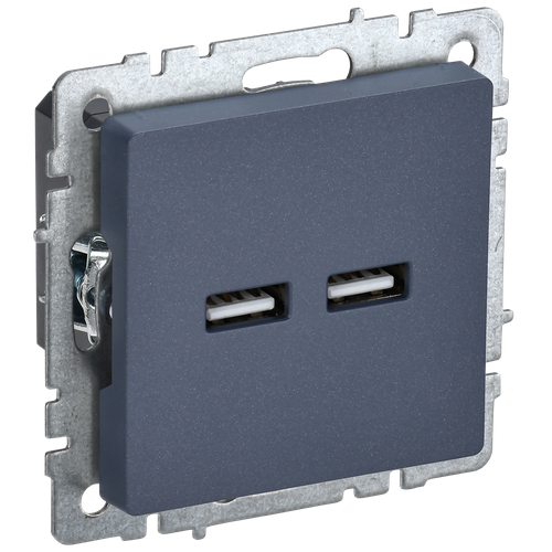 BRITE Розетка USB A+A 5В 3, 1А РЮ10-1-БрМ маренго IEK