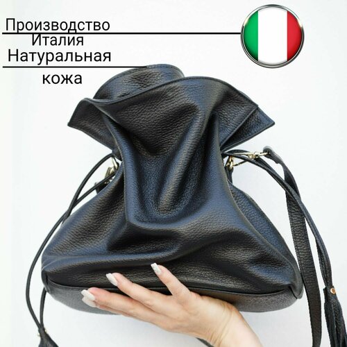 Сумка  торба LEATHER COUNTRY повседневная, натуральная кожа, черный