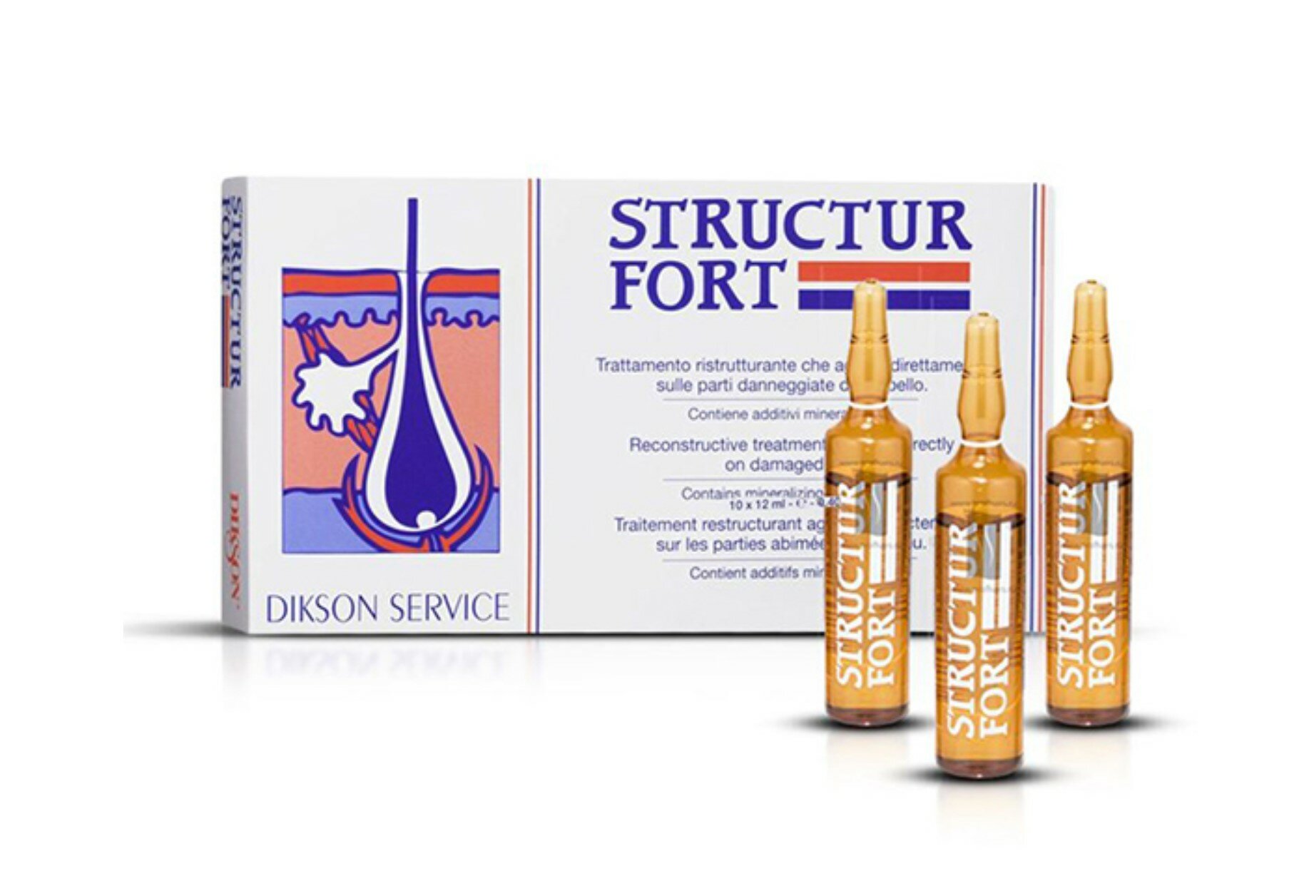 Dikson Structur Fort Ампулы для восстановления безжизненных, посеченных волос, 12 мл, 10 шт, ампулы
