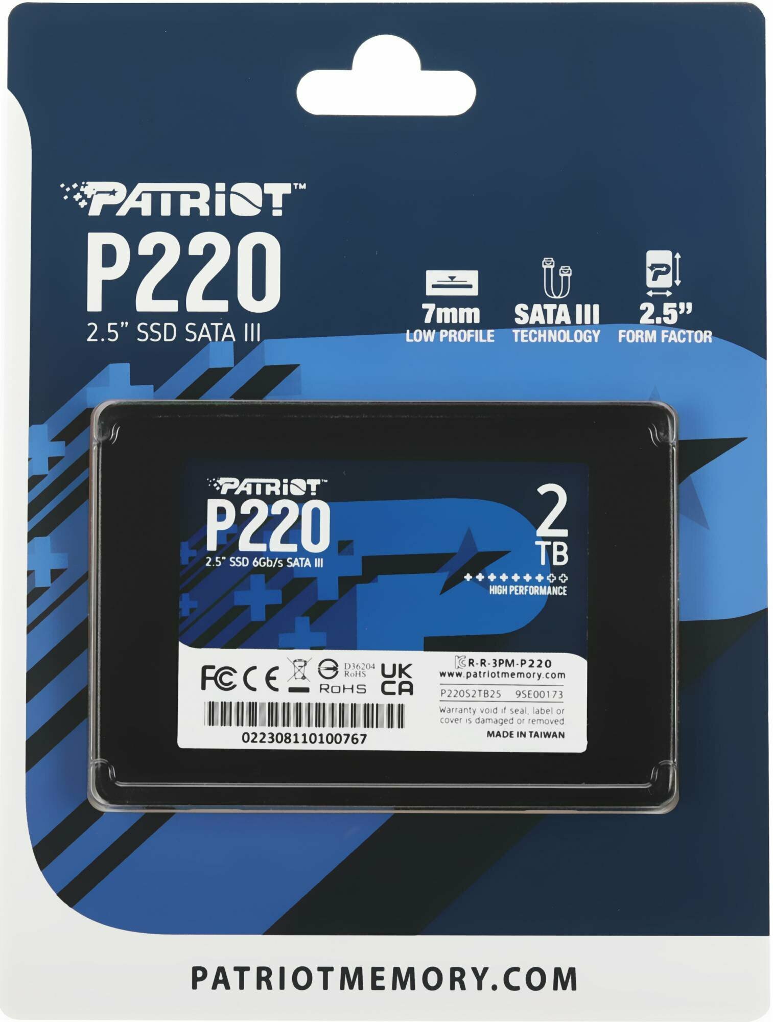 Твердотельный накопитель Patriot P220 2048ГБ, 2.5", SATA III, SATA P220S2TB25 - фото №8