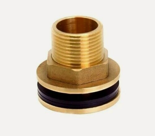 Изображение товара Врезка для бочки латунная 1 1/4 дюйма с контргайкой, штуцер для бака с наружной резьбой НР