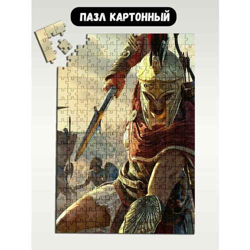 Пазл картонный 39,5х28 см, размер А3, 300 деталей, модель игра Assassins creed Odyssey - 659