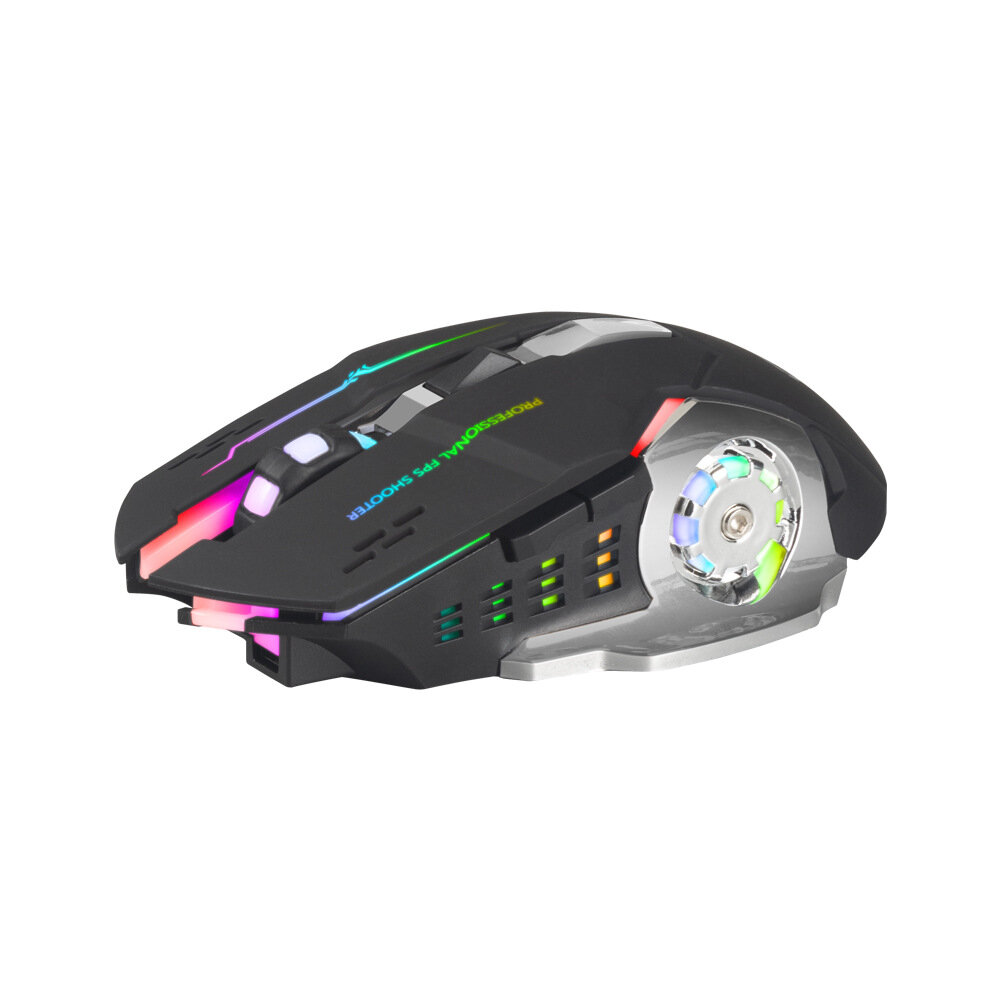 Механическая беспроводная мышь Great Choice бесшумная игровая Bluetooth 5.1 с подсветкой RGB черный