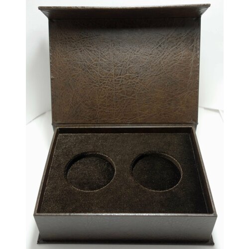 Коробка Футляр кожа для двух монет в капсуле 46 мм