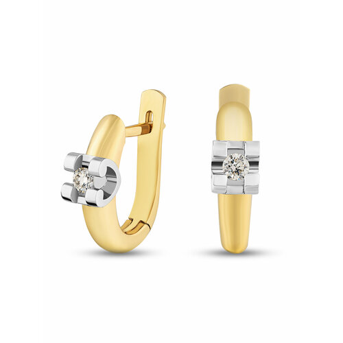 Серьги Gatamova, желтое золото, 585 проба, родирование, бриллиант