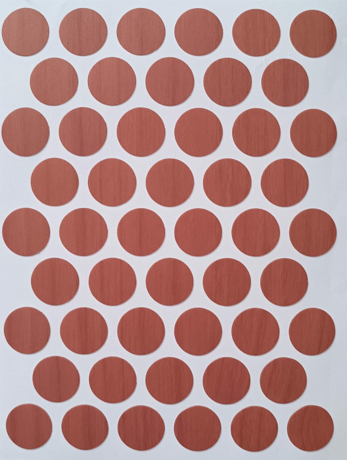 Заглушка мебельная самоклеящаяся, цвет черешня, D 18мм (3 листа)