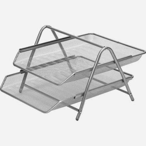 Изображение товара Лоток для бумаг Attache для бумаг 2-х уров. горизон. металл сетка 295x355x205мм(сереб)