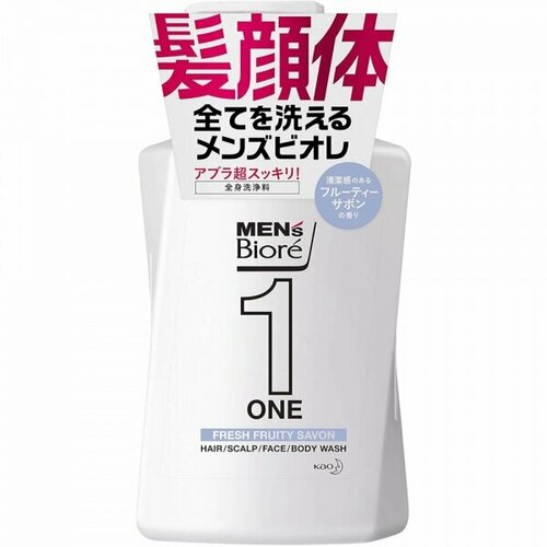 Kao men's biore one all-in-one body cleanser fruity мыло жидкое для тела, мужское, фруктовый аромат, 480 мл