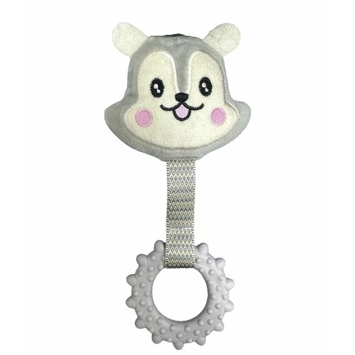 Игрушка мягкая для собак Белка с пищалкой, 23 см, серый