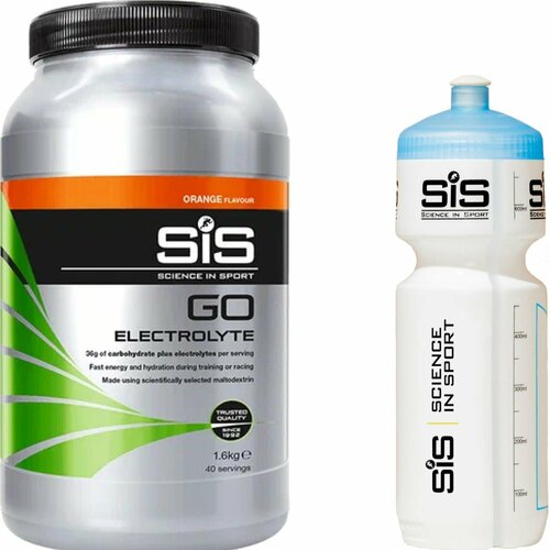 фото Изотоник science in sport (sis) go electrolyte + бутылочка белая 1 x 1600 г, апельсин