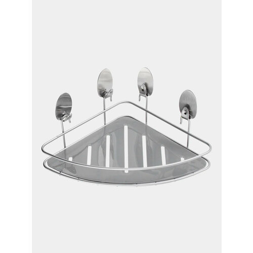 Полка настенная угловая одинарная с поддоном на самоклеящихся крючках 1599₽