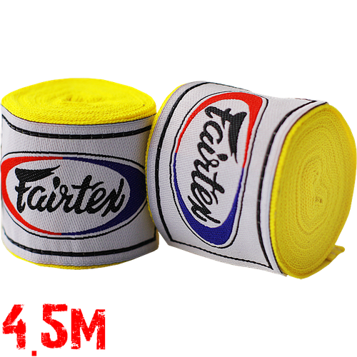 Боксёрские бинты Fairtex Yellow 4,5 метра боксёрские бинты fairtex mint green 4 5 метра