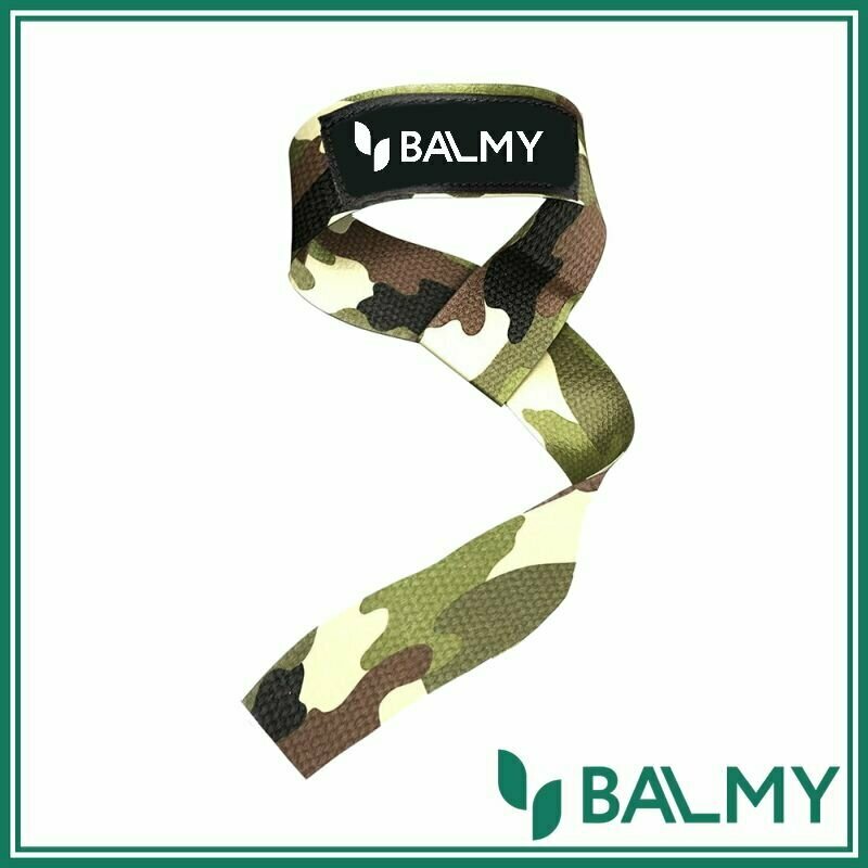 Лямка для тяги штанги BALMY (1 шт) Ремень для тяги при силовых тренировках / Лямки страховочные для штанги (Хаки)