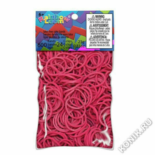 Rainbow Loom Резиночки для плетения браслетов RAINBOW LOOM, фуксия B0022 резиночки для плетения rainbow loom набор для плетения браслетов monster tail