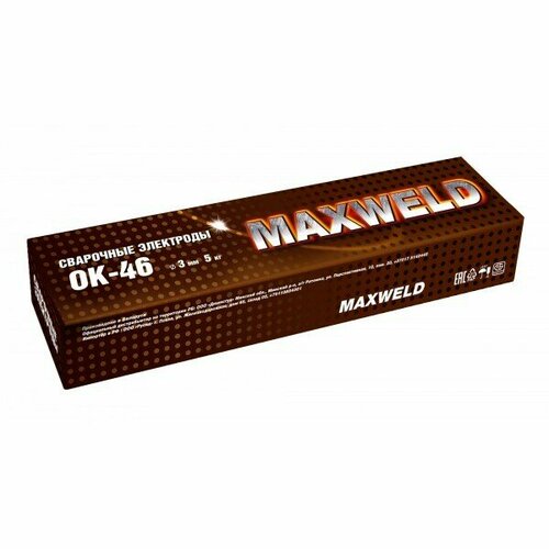 Сварочные электроды MAXWELD сталь ОК-46 3 мм, 5 кг электроды maxweld сталь ок 46 3мм 5 кг
