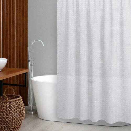 MARU Штора для ванной комнаты, 180×180 см, 12 колец, 3D эффект, PEVA, цвет белый