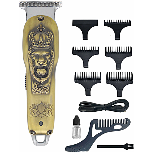 Машинка для стрижки волос Rozia, Профессиональный триммер для стрижки волос, для бороды, усов, Золотистый, Pricemin