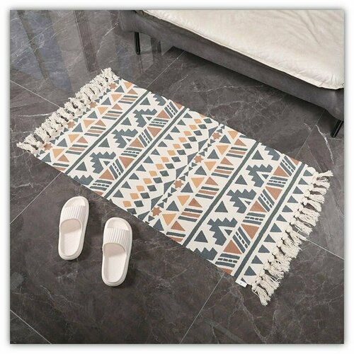 Хлопковый коврик для дома 900*1500мм с бахромой на пол в спальню, гостиную / Прикроватный / Комнатный 3