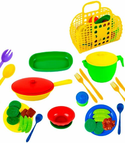 Набор игровой Toy mix Посуда в корзине 2018-063 х3шт