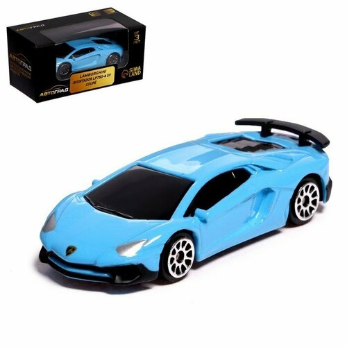 Машина металлическая LAMBORGHINI AVENTADOR LP750-4 SV, 1:64, цвет голубой (комплект из 7 шт) машина металлическая теропром 7335843 lamborghini aventador lp750 4 sv 1 64 цвет красный