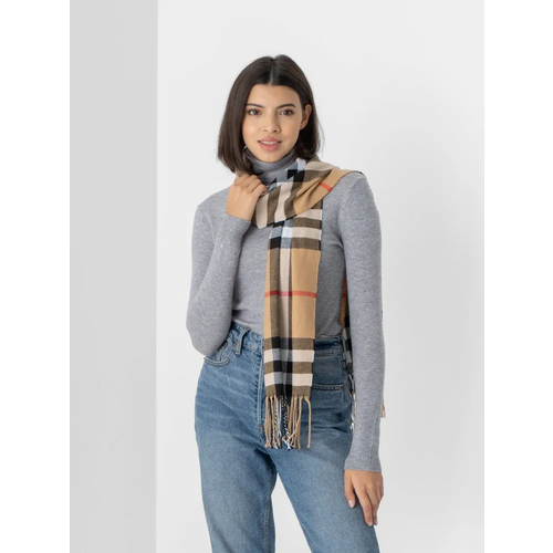 фото Шарф ,175х33 см, one size, бежевый accessories "сияй"