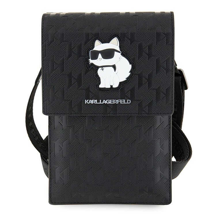 Karl Lagerfeld сумка для смартфонов, PU кожа Saffiano Monogram NFT Choupette Black