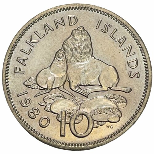 Фолклендские острова 10 пенсов 1980 г. фолклендские острова 50 пенсов 1985 г