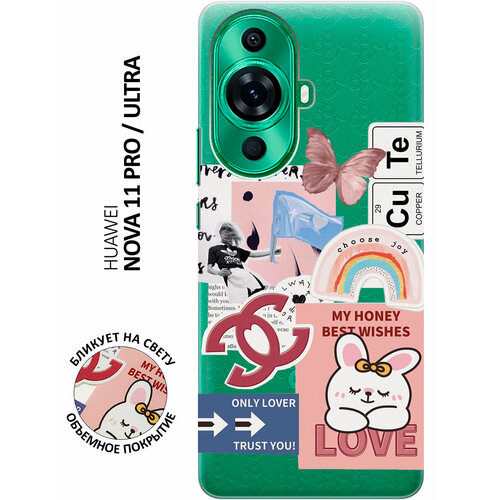 Силиконовый чехол с принтом Cute Stickers для Huawei nova 11 Pro / Ultra / Хуавей нова 11 Про / Ультра силиконовый чехол на huawei nova 11 pro хуавей нова 11 про не мы такие жизнь такая прозрачный