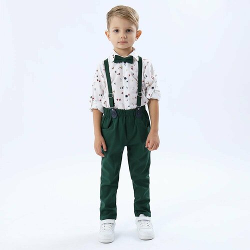 Комплект одежды Pollito, размер 86 (1-2г), зеленый, белый комплект одежды chadolls для мальчиков пиджак и брюки и рубашка и жилет и бабочка нарядный стиль карманы пояс на резинке размер 86 синий