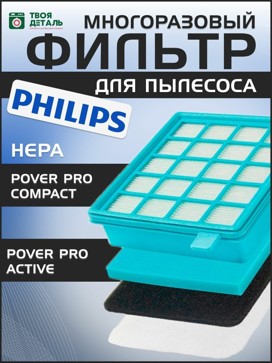 HEPA фильтр для пылесоса Philips (Филипс) 140х100х30 FC8470 FC8477 FC8472 43220093801