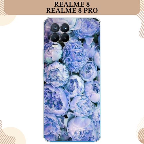 Силиконовый чехол Пионы голубые на Oppo Realme 8/8 Pro / Реалми 8/8 Про силиконовый чехол ссср на oppo realme 8 8 pro реалми 8 8 про