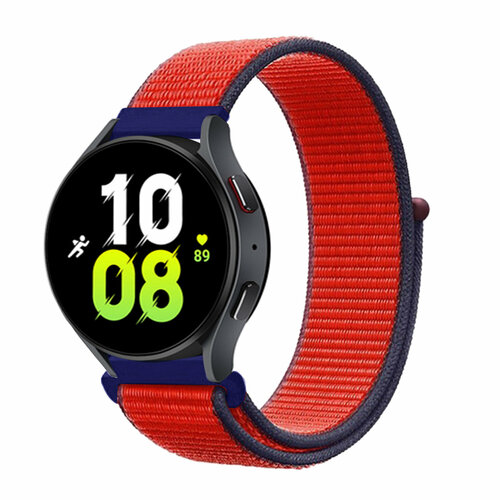 Нейлоновый универсальный ремешок 22 мм для смарт-часов Garmin, Samsung Galaxy Watch, Huawei Watch, Honor, Xiaomi Amazfit, 59 красный с синим