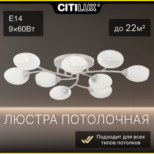 Изображение товара Люстра для дома потолочная Citilux Флорида CL148190, цвет арматуры белый