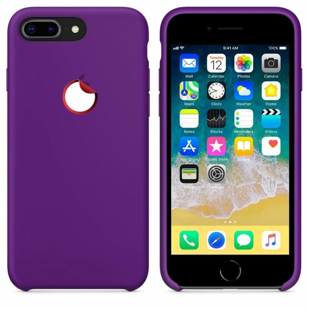 Apple iPhone 8 Plus / 7 plus, 7+, 8+, под оригинальный фиолетовый чехол, эпл айфон 8 плюс , 7 плюс Silicone case, замша
