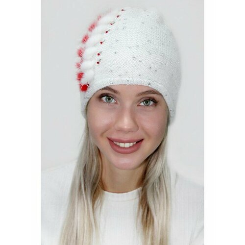 фото Шапка lemmex шапка "алвета", размер 59-60, белый