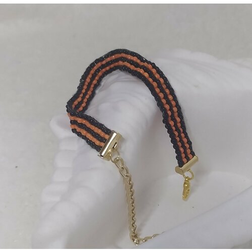 фото Плетеный браслет георгиевская лента, 1 шт., размер 16 см, размер one size, оранжевый fsb1