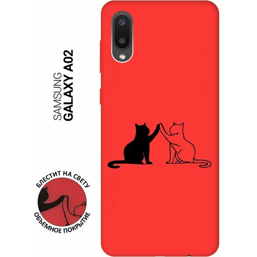 Силиконовый чехол на Samsung Galaxy A02, Самсунг А02 Silky Touch Premium с принтом Cats красный силиконовый чехол на samsung galaxy a02 самсунг а02 silky touch premium с принтом k heart красный