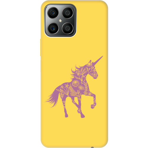 Силиконовый чехол на Honor X8, Хонор Икс 8 Silky Touch Premium с принтом Floral Unicorn желтый силиконовый чехол на honor x8 хонор икс 8 silky touch premium с принтом honey желтый