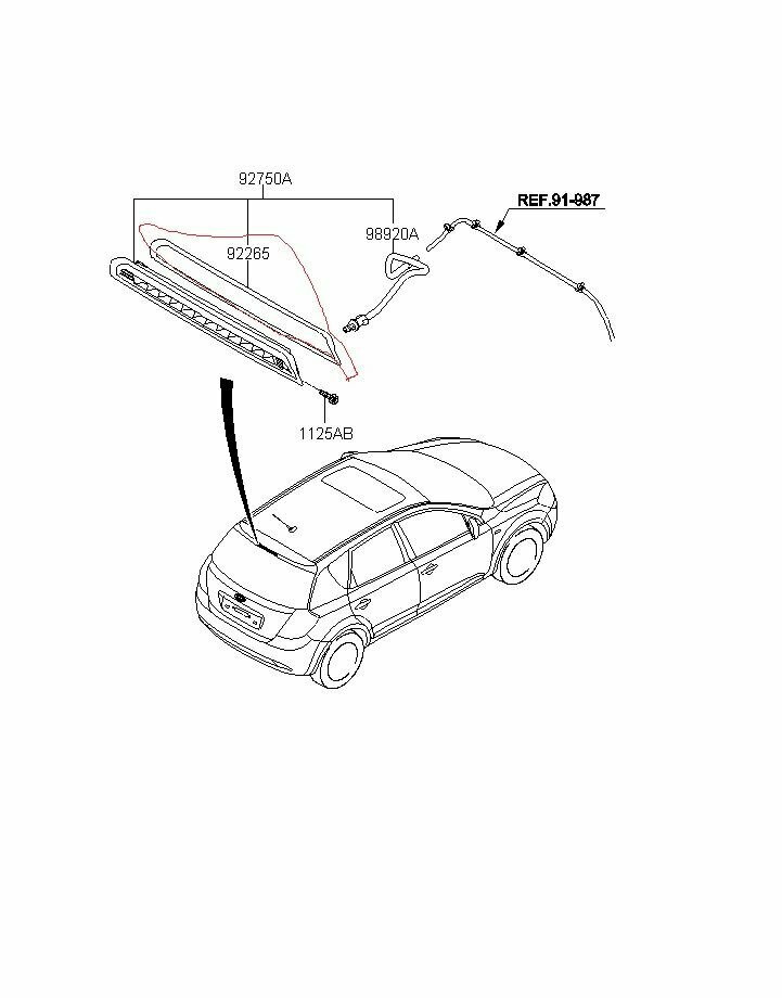 Уплотнитель фонаря дополнительного стоп-сигнала для Киа Сид 2006-2011 хэтчбек 5 дв арт. 927611H000