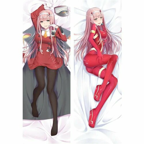 Наволочка Дакимакура Zero Two Darling in the franxx Милый во франксе 150х50 см Бязь (хлопок 100%)