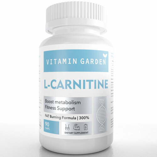 фото Л карнитин 1320 мг, жиросжигатель для похудения, аминокислоты, для женщин и мужчин (l carnitine), 90 капсул vitamin garden