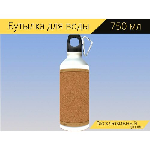 фото Бутылка фляга для воды "пробковая доска, пробка, древесина" 750 мл. с карабином и принтом lotsprints