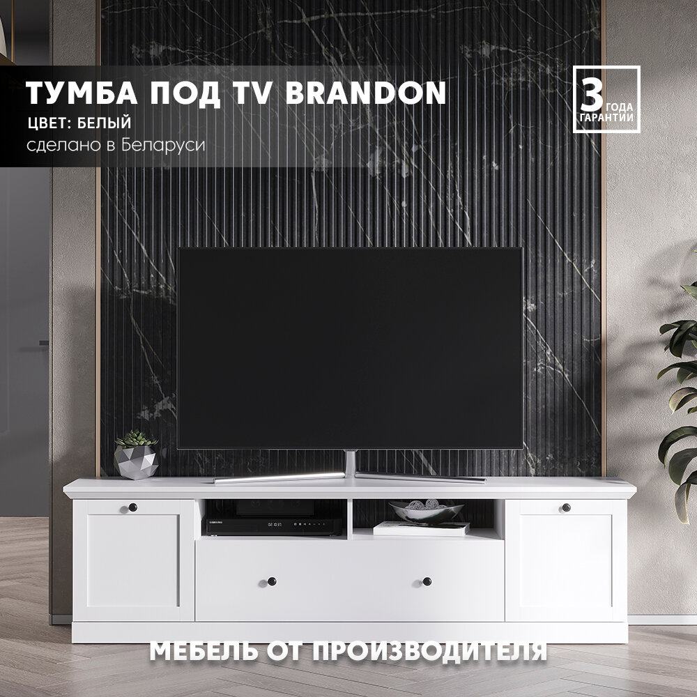 Тумба под телевизор BRANDON RTV2D1K/177 (Белый) Black Red White