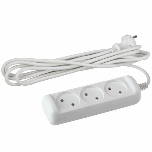 Удлинитель эра 3м 3-местный бз 2х1кв мм белый 1514₽