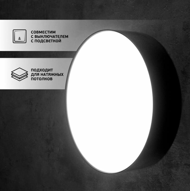 Светильник потолочный LED 27Вт 6000K черный круглый iSvet NST-101-2-5