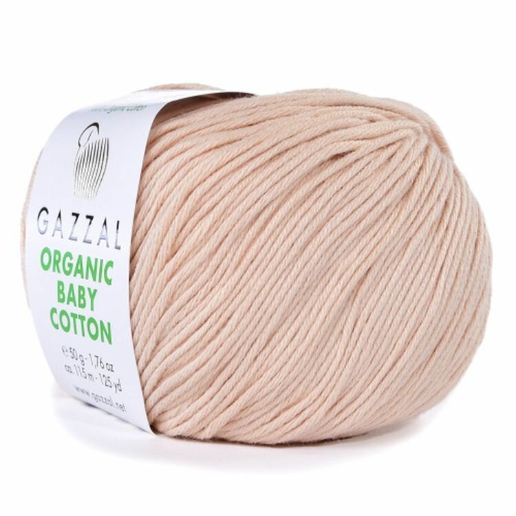 Пряжа GAZZAL ORGANIC BABY COTTON, пудра - 442, 100% органический хлопок, 10 мотков, 50 г, 115 м.